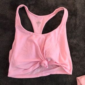 Alo Yoga Knotted Pink Bra XS